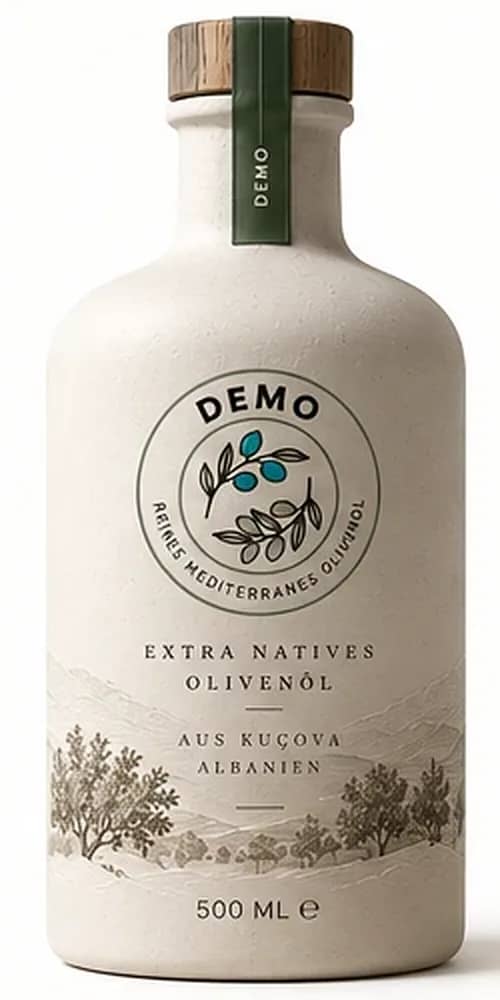 DEMO Flasche, Vorderseite mit Siegel
